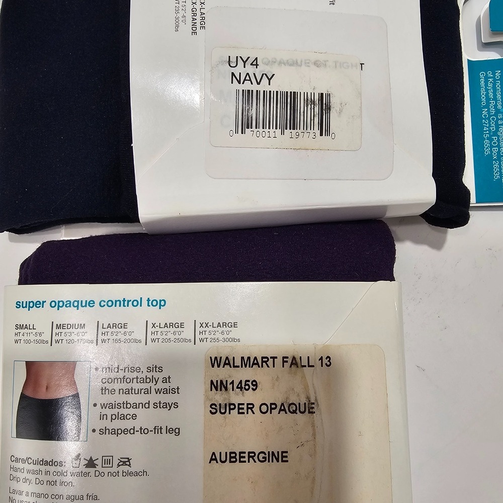 Lot of 2 Pairs No Nonsense Women's Tights Blue and‎ Purple Size XL - Picture 3 of 16